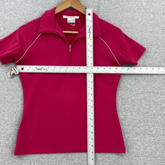 Nike Golf Shirt Womens XS (0-2) Pink Dri Fit Short Sleeve 1/4 Zip Activewear Top - Picture 6 of 12
